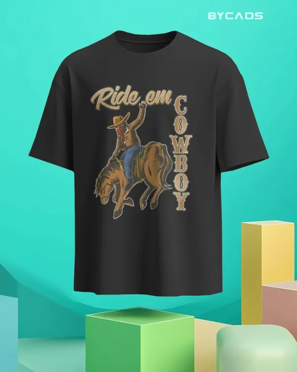 Black_Cotton_Ride_Em_Cowboy_Oversized_Unisex_T-Shirt_|_Western_Streetwear