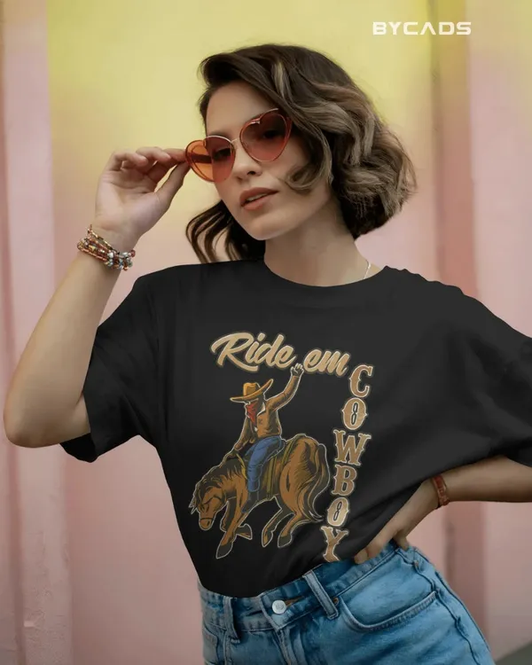 Black_Cotton_Ride_Em_Cowboy_Oversized_Unisex_T-Shirt_|_Western_Streetwear