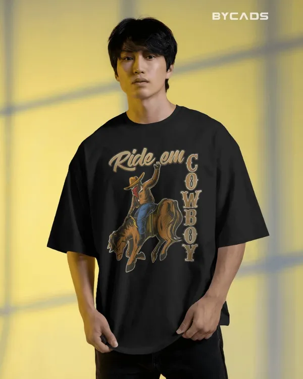 Black_Cotton_Ride_Em_Cowboy_Oversized_Unisex_T-Shirt_|_Western_Streetwear
