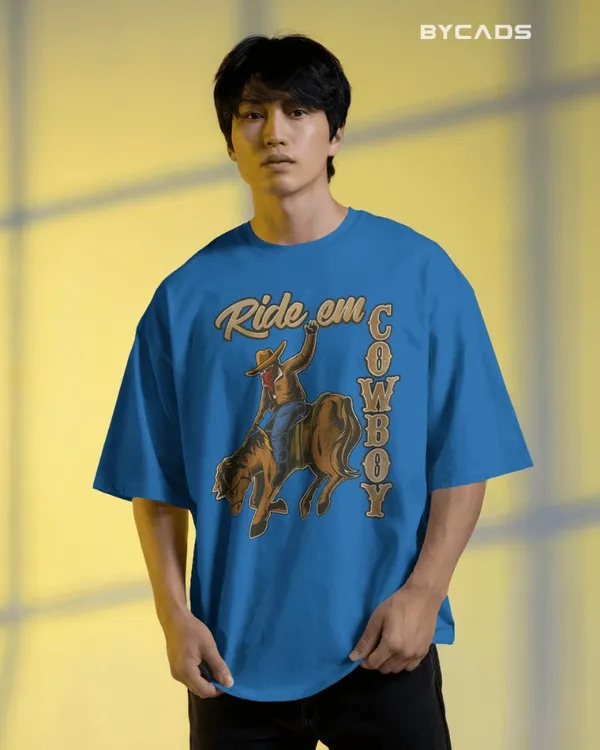 Blue_Cotton_Ride_Em_Cowboy_Oversized_Unisex_T-Shirt_|_Western_Streetwear