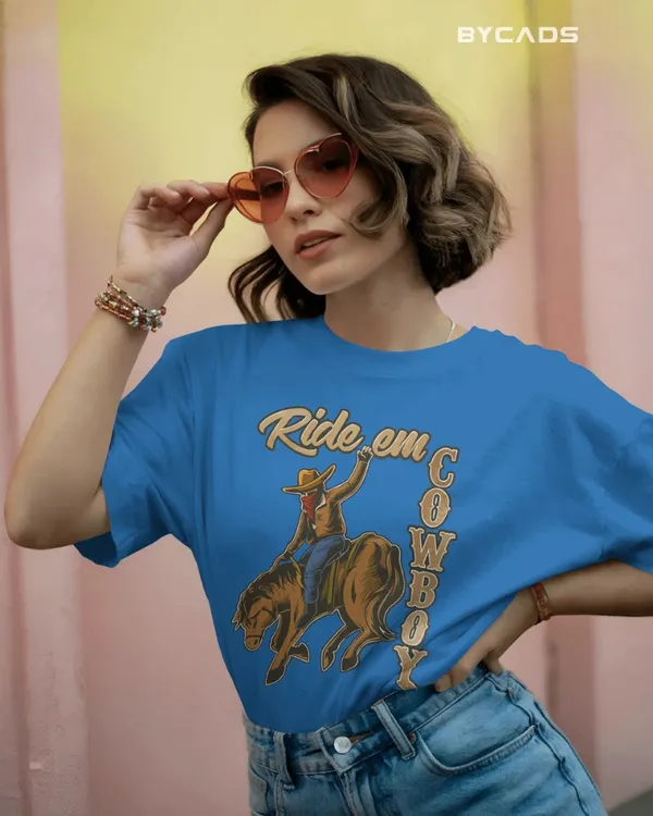 Blue_Cotton_Ride_Em_Cowboy_Oversized_Unisex_T-Shirt_|_Western_Streetwear