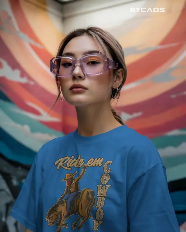 Blue_Cotton_Ride_Em_Cowboy_Oversized_Unisex_T-Shirt_|_Western_Streetwear