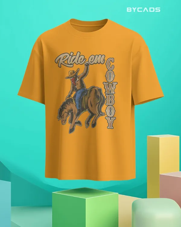 Yellow_Cotton_Ride_Em_Cowboy_Oversized_Unisex_T-Shirt_|_Western_Streetwear