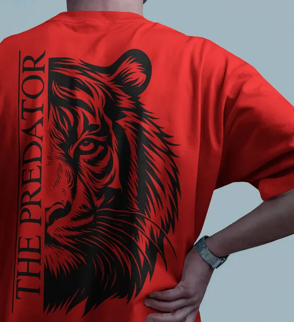 Red_Cotton_Predator_Tiger_Oversized_Unisex_T-Shirt