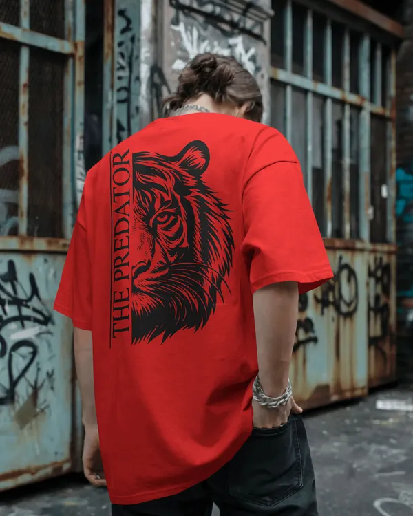 Red_Cotton_Predator_Tiger_Oversized_Unisex_T-Shirt
