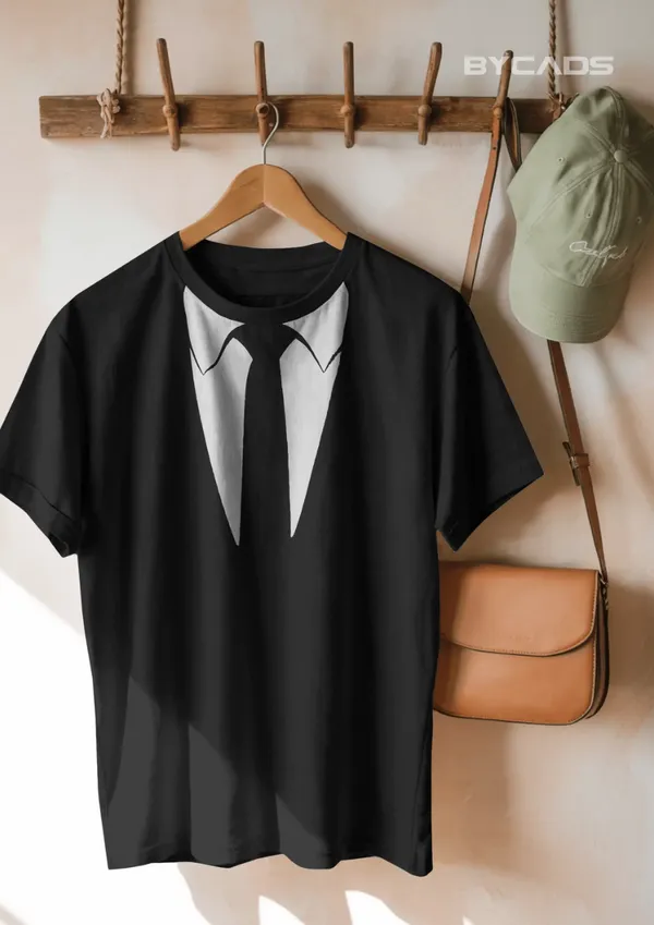 Black_Cotton_Suit_Up_Minimal_Collar_Illusion_Unisex_T-Shirt