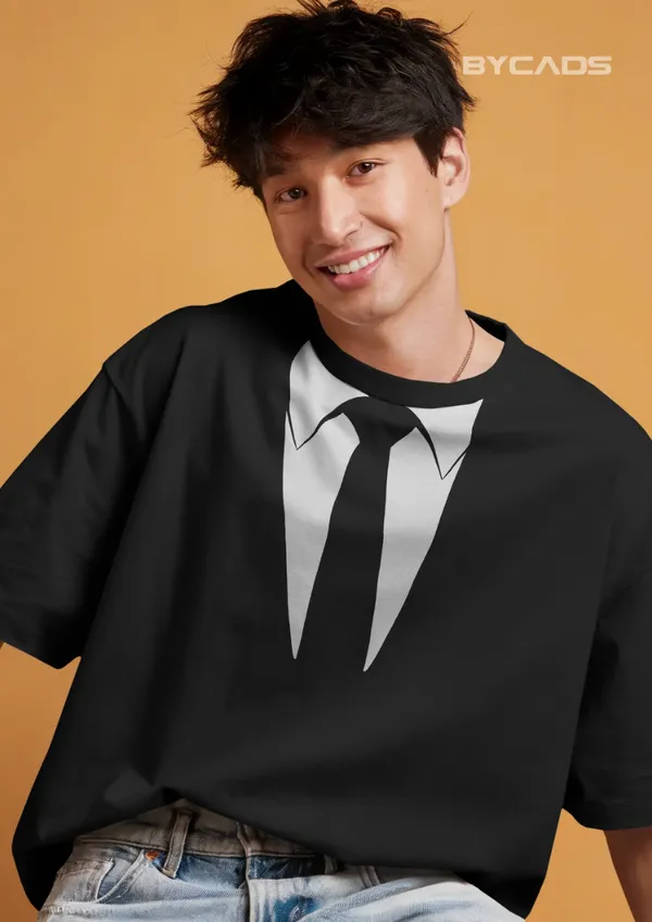 Black_Cotton_Suit_Up_Minimal_Collar_Illusion_Unisex_T-Shirt