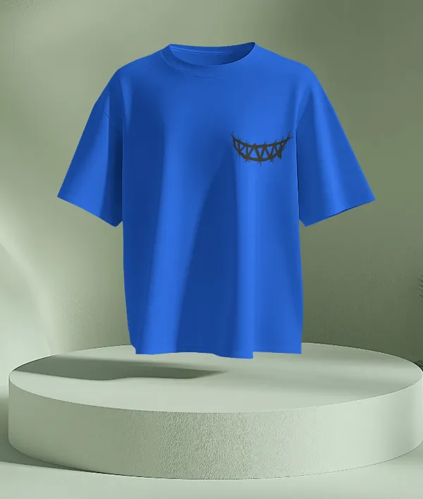 Blue_Cotton_Psycho_Smile_Oversized_Unisex_T-Shirt_|_Street_Vibe