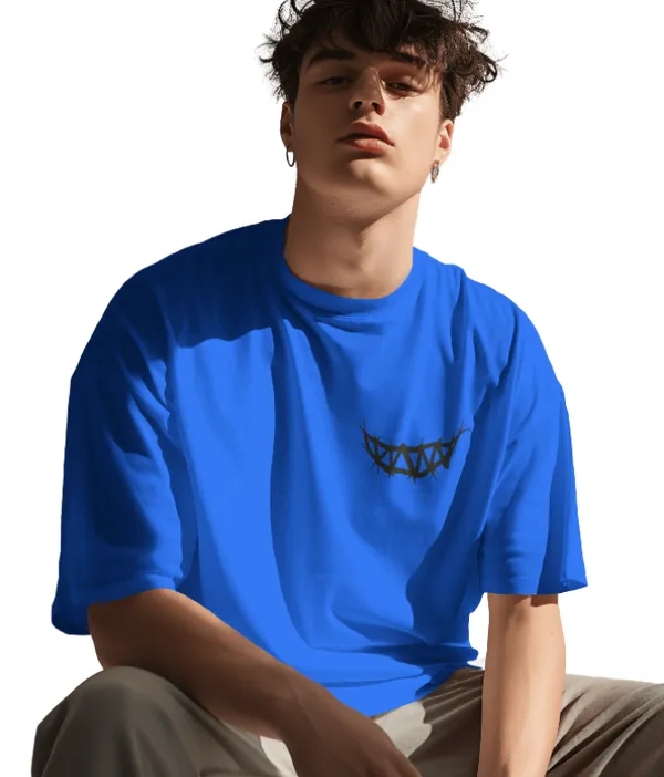 Blue_Cotton_Psycho_Smile_Oversized_Unisex_T-Shirt_|_Street_Vibe