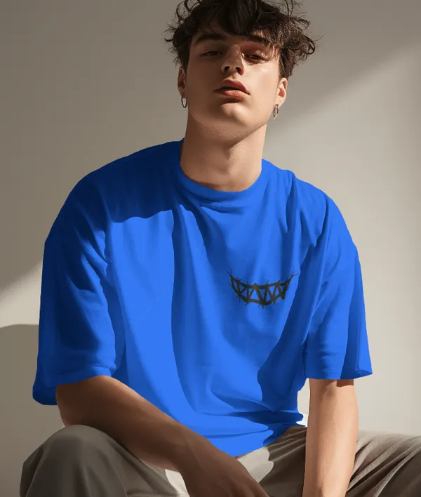 Blue_Cotton_Psycho_Smile_Oversized_Unisex_T-Shirt_|_Street_Vibe