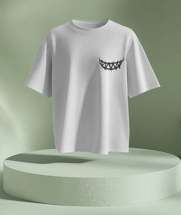 White_Cotton_Psycho_Smile_Oversized_Unisex_T-Shirt_|_Street_Vibe