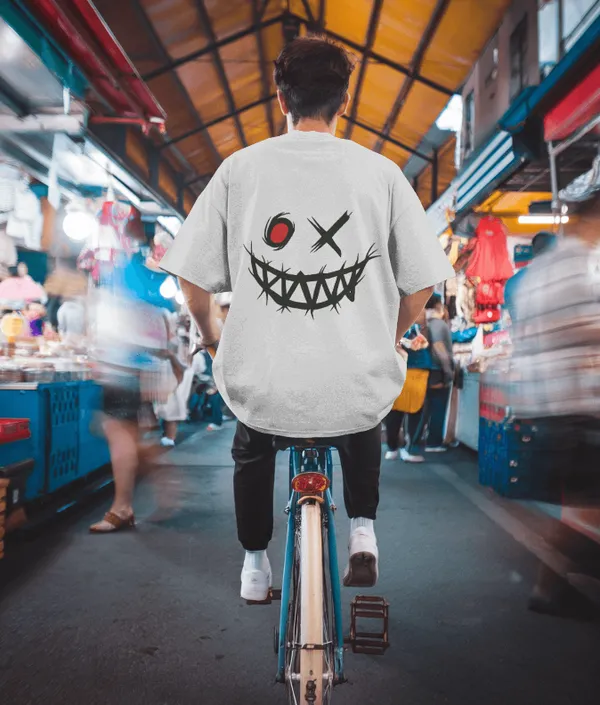 White_Cotton_Psycho_Smile_Oversized_Unisex_T-Shirt_|_Street_Vibe