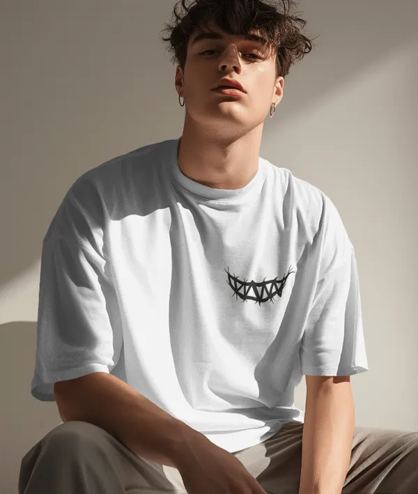 White_Cotton_Psycho_Smile_Oversized_Unisex_T-Shirt_|_Street_Vibe