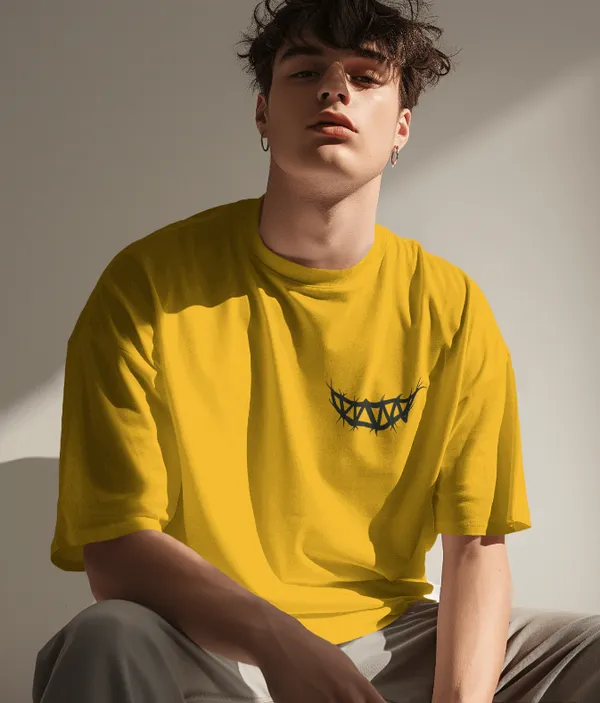 Yellow_Cotton_Psycho_Smile_Oversized_Unisex_T-Shirt_|_Street_Vibe