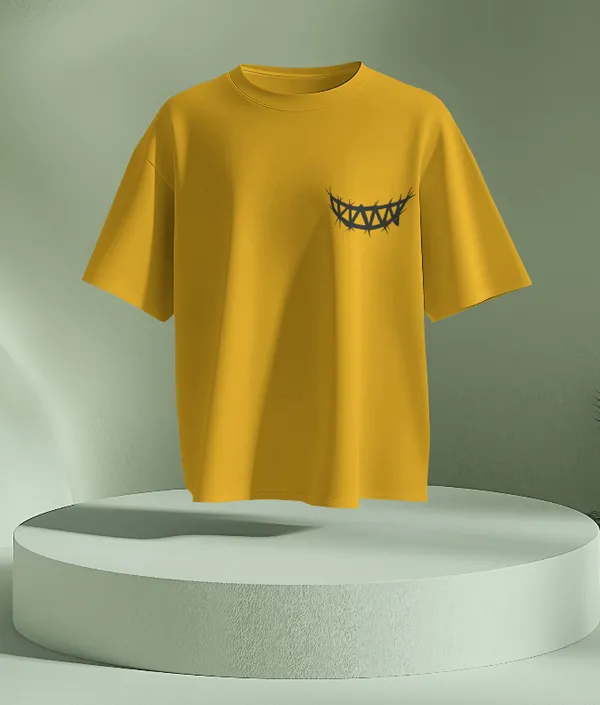 Yellow_Cotton_Psycho_Smile_Oversized_Unisex_T-Shirt_|_Street_Vibe