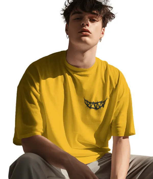 Yellow_Cotton_Psycho_Smile_Oversized_Unisex_T-Shirt_|_Street_Vibe