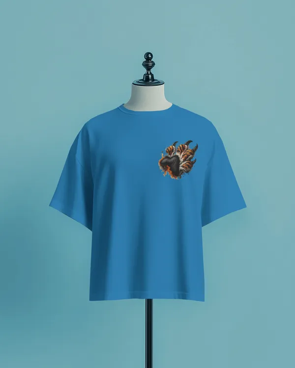 Blue_Cotton_Roaring_Tiger_Oversized_Unisex_T-Shirt_|_Fierce_Streetwear