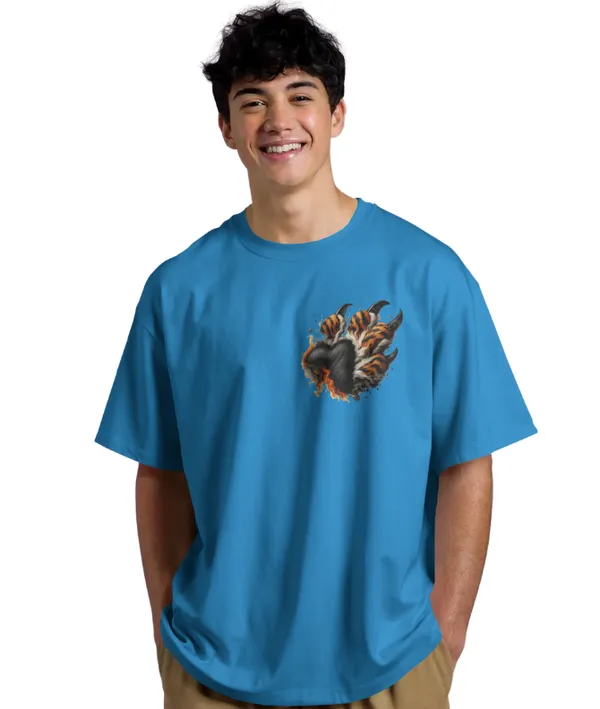 Blue_Cotton_Roaring_Tiger_Oversized_Unisex_T-Shirt_|_Fierce_Streetwear