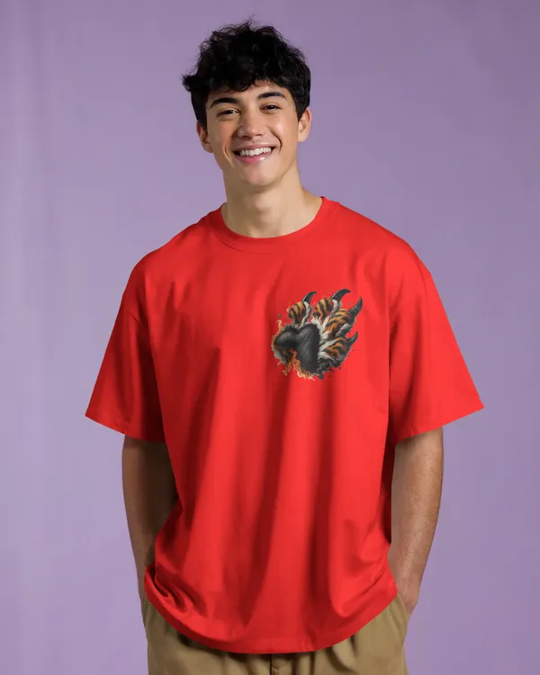 Red_Cotton_Roaring_Tiger_Oversized_Unisex_T-Shirt_|_Fierce_Streetwear