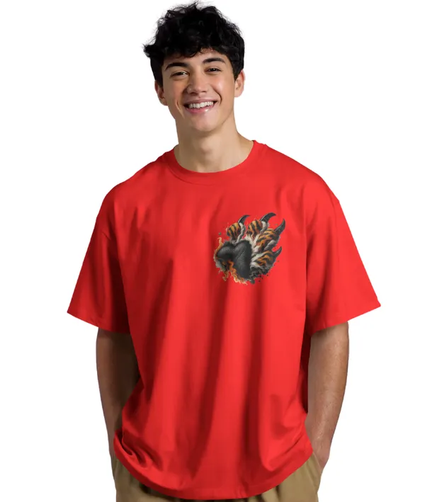 Red_Cotton_Roaring_Tiger_Oversized_Unisex_T-Shirt_|_Fierce_Streetwear