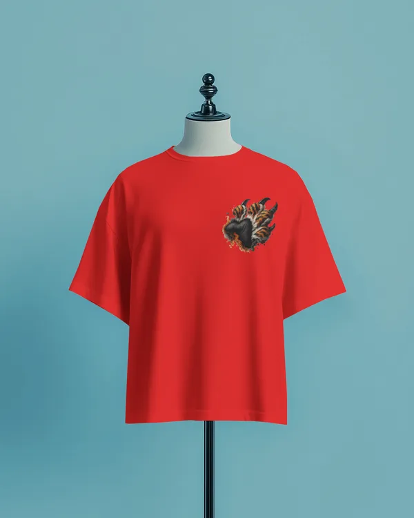 Red_Cotton_Roaring_Tiger_Oversized_Unisex_T-Shirt_|_Fierce_Streetwear