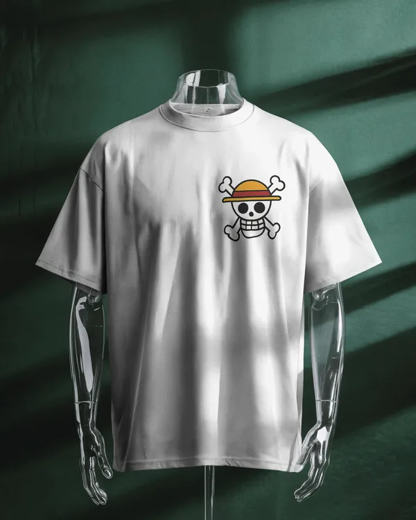 White_Cotton_Anime_Straw_Hat_Oversized_T-Shirt