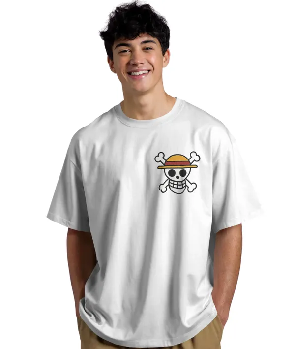 White_Cotton_Anime_Straw_Hat_Oversized_T-Shirt