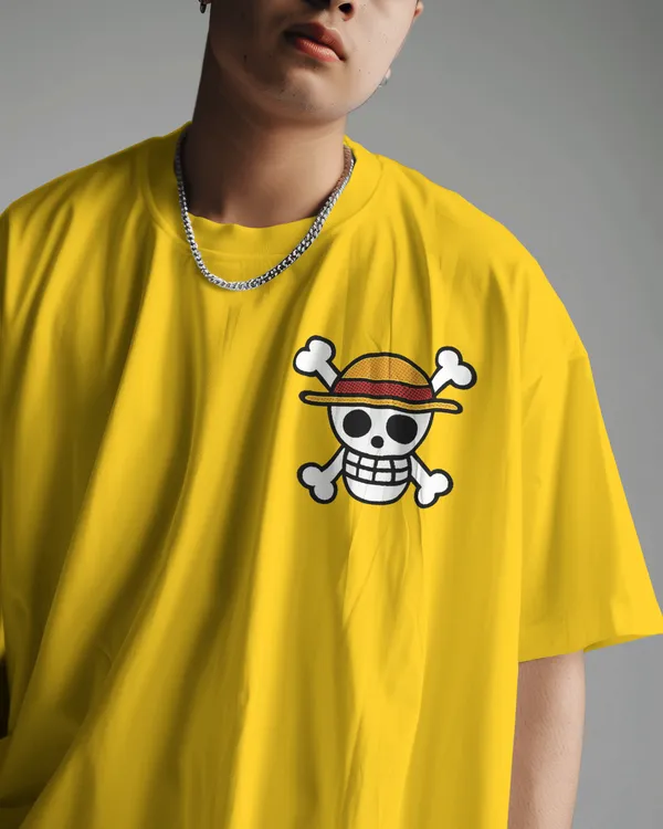 Yellow_Cotton_Anime_Straw_Hat_Oversized_T-Shirt