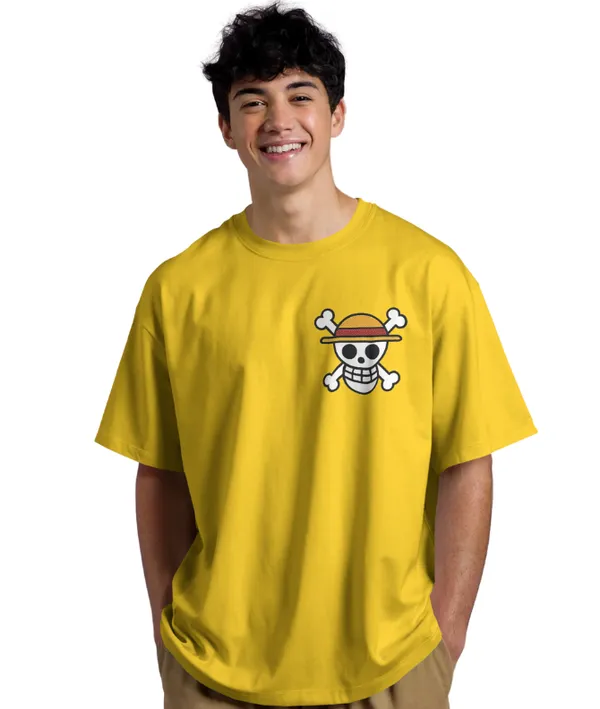 Yellow_Cotton_Anime_Straw_Hat_Oversized_T-Shirt