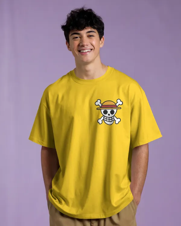 Yellow_Cotton_Anime_Straw_Hat_Oversized_T-Shirt