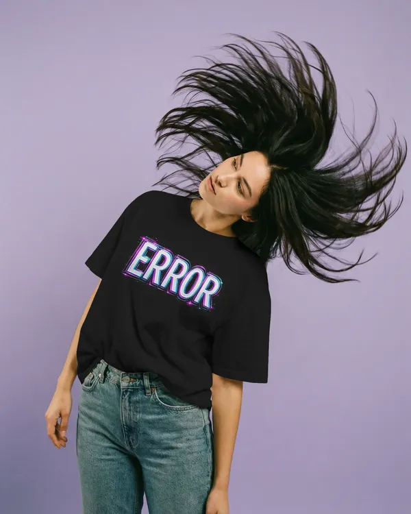 ERROR_Neon_Glitch_Graphic_Unisex_Streetwear_cotton_blend_T-Shirt_-_BYCADS
