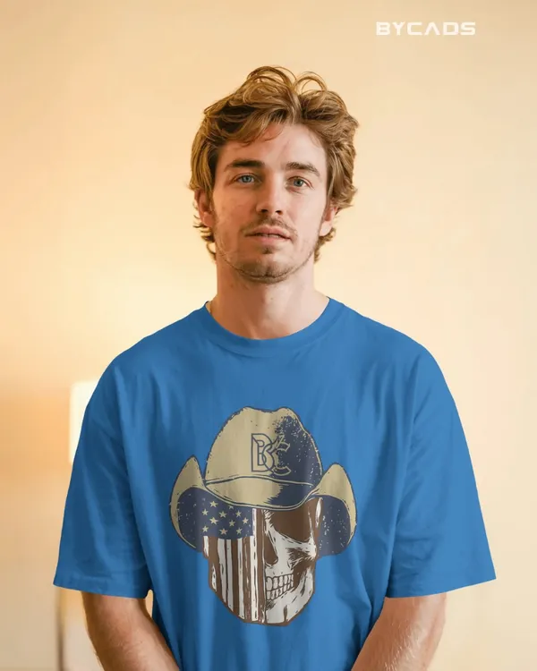Blue_Cotton_Cowboy_Skull_Oversized_Unisex_T-Shirt_|_Grunge_Western_Graphic