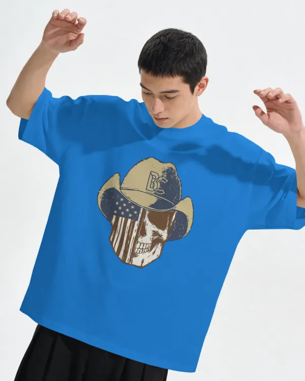 Blue_Cotton_Cowboy_Skull_Oversized_Unisex_T-Shirt_|_Grunge_Western_Graphic