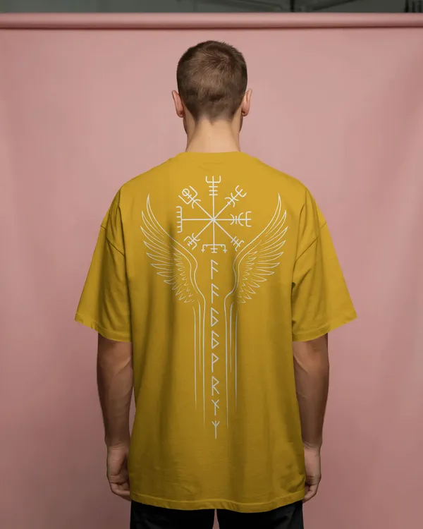 Yellow_Cotton_Runic_Wings_Oversized_T-Shirt_|_Norse_Symbolic_Streetwear