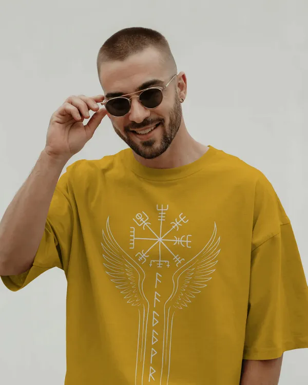 Yellow_Cotton_Runic_Wings_Oversized_T-Shirt_|_Norse_Symbolic_Streetwear
