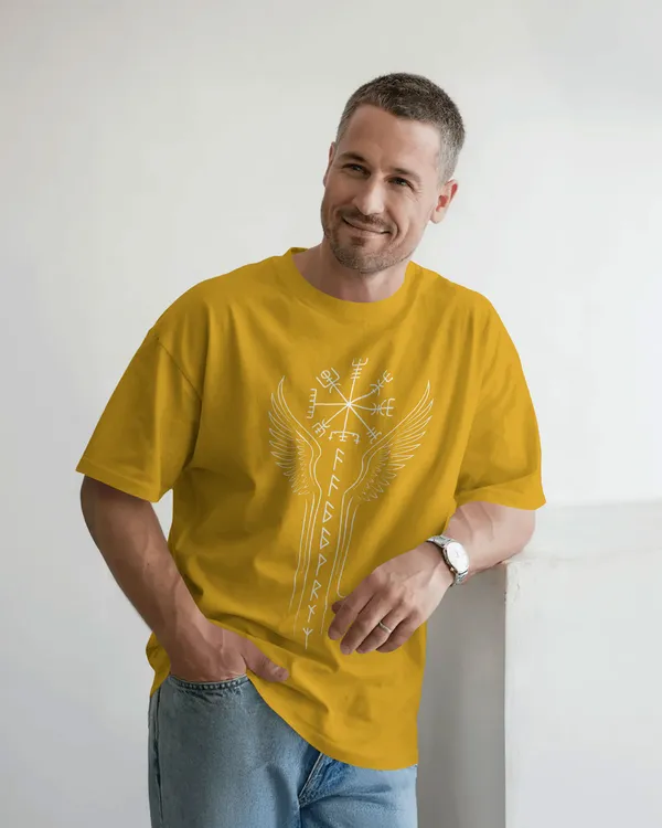 Yellow_Cotton_Runic_Wings_Oversized_T-Shirt_|_Norse_Symbolic_Streetwear