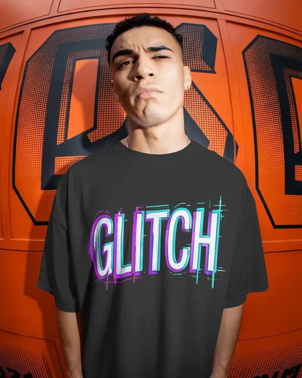 GLITCH_Neon_Graphic_Unisex_Streetwear_T-Shirt_-_Bycads