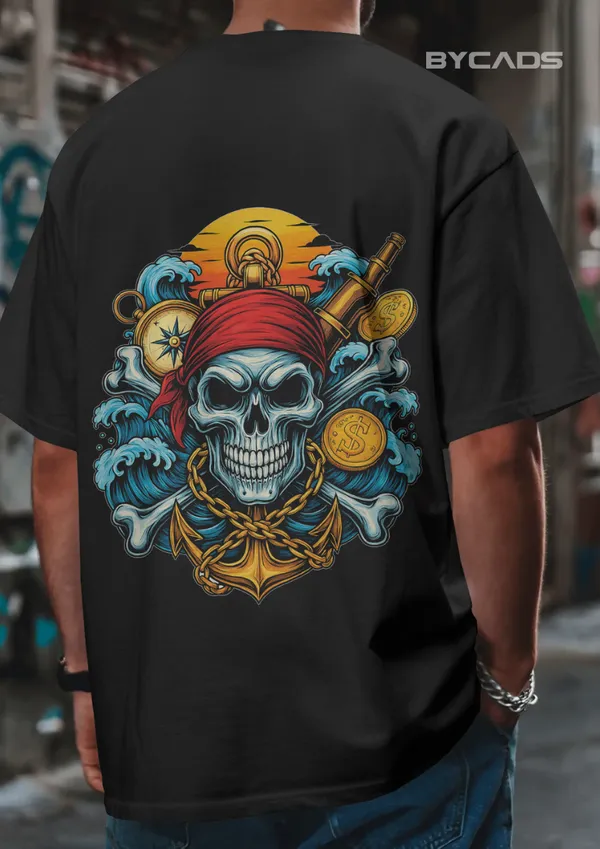 Black_Cotton_Treasure_Hunt_Skull_Pirate_T-Shirt_|_Deep_Sea_Rebels_Drop