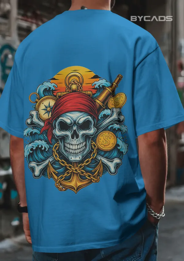 Blue_Cotton_Treasure_Hunt_Skull_Pirate_T-Shirt_|_Deep_Sea_Rebels_Drop