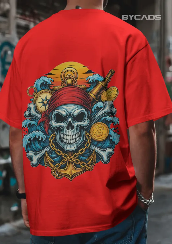 Red_Cotton_Treasure_Hunt_Skull_Pirate_T-Shirt_|_Deep_Sea_Rebels_Drop