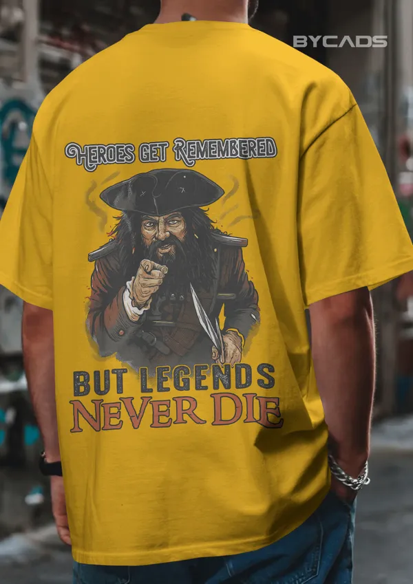 Yellow_Cotton_Legends_Never_Die_Oversized_Pirate_T-Shirt_|_Street_Legacy_Drop