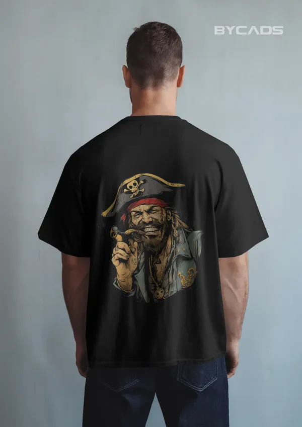 Black_Cotton_Rogue_Pirate_Illustration_Oversized_Graphic_Unisex_T-Shirt_|_Signature_Drop