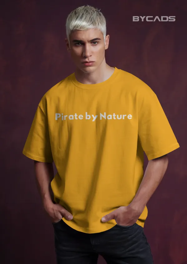 Yellow_Cotton_Rogue_Pirate_Illustration_Oversized_Graphic_Unisex_T-Shirt_|_Signature_Drop