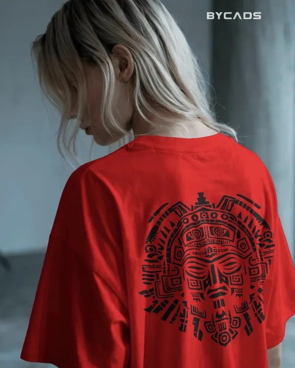 Red_Cotton_Aztec_Sun_God_Oversized_T-Shirt_|_Sacred_Power_Streetwear