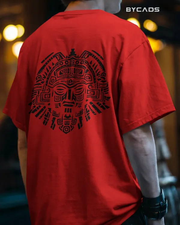 Red_Cotton_Aztec_Sun_God_Oversized_T-Shirt_|_Sacred_Power_Streetwear