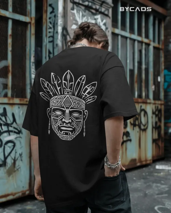 Black_Cotton_Tribal_Warrior_Spirit_Oversized_T-Shirt_|_Bold_Ethnic_Power