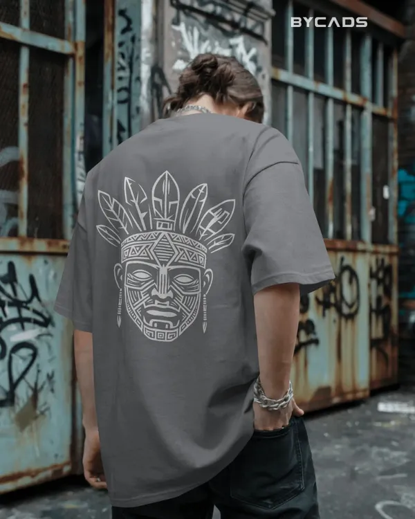 Grey_Cotton_Tribal_Warrior_Spirit_Oversized_T-Shirt_|_Bold_Ethnic_Power