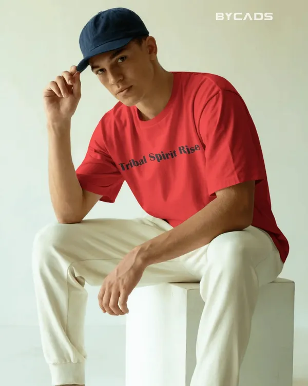 Red_Cotton_Tribal_Warrior_Spirit_Oversized_T-Shirt_|_Bold_Ethnic_Power