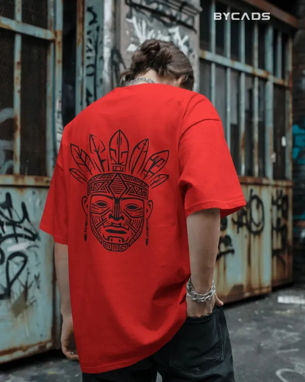 Red_Cotton_Tribal_Warrior_Spirit_Oversized_T-Shirt_|_Bold_Ethnic_Power