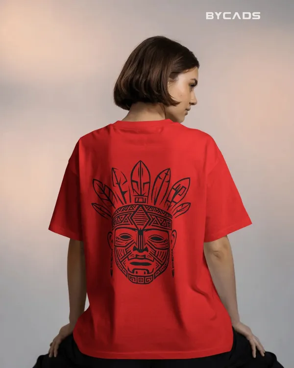 Red_Cotton_Tribal_Warrior_Spirit_Oversized_T-Shirt_|_Bold_Ethnic_Power